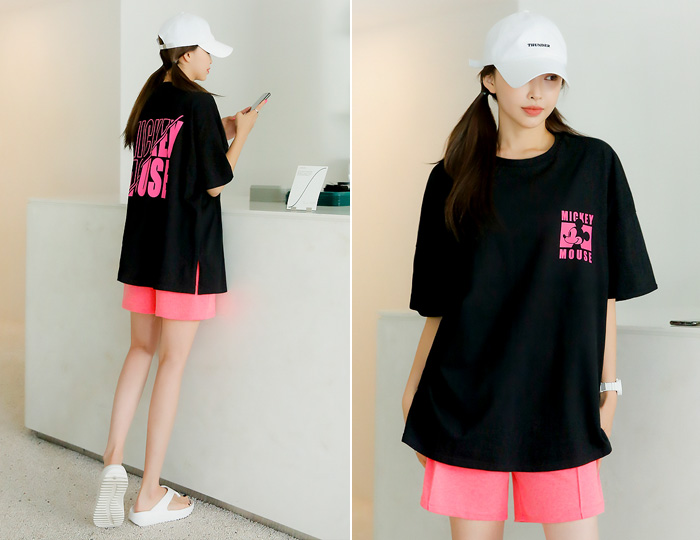 <b>Neon Mickey Letter loose fit Long Tee</b>