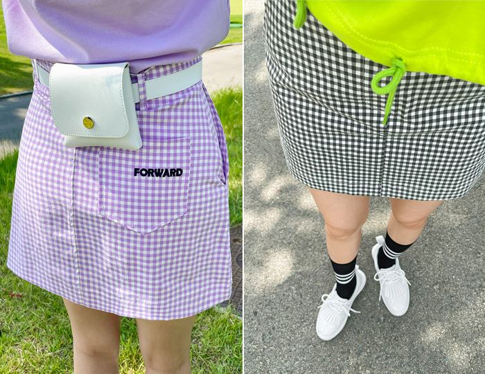 <b>[Golf] Check embroidery pocket slit 3.5 inches Skirt</b>