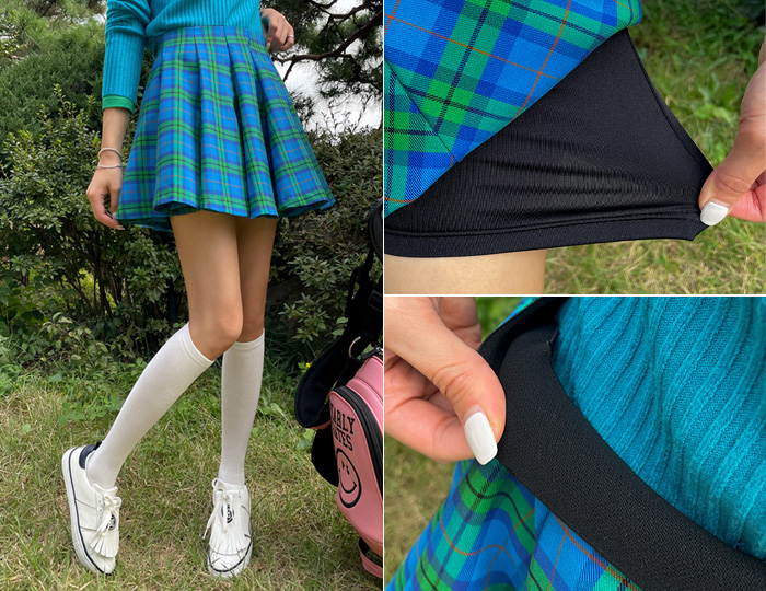 <b>[Golf] Check hidden banding flare skirt</b>