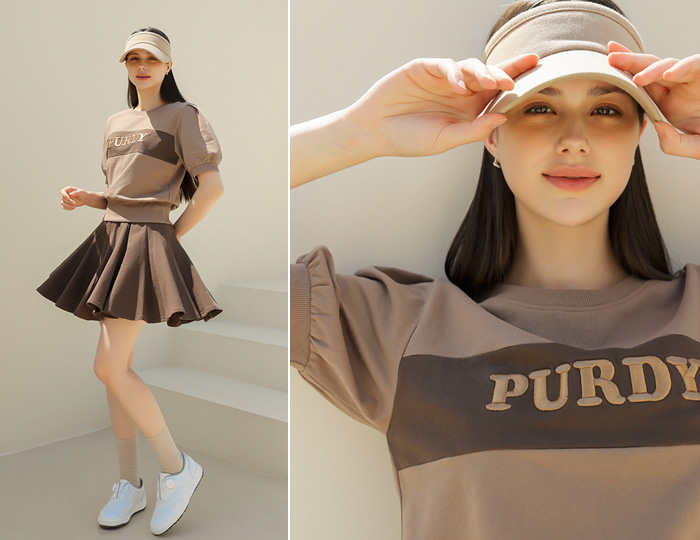 <b>[Purdy GOLF/SET] Pick Me Short-sleeve Skirt Set [Brown+Dark Brown]</b>