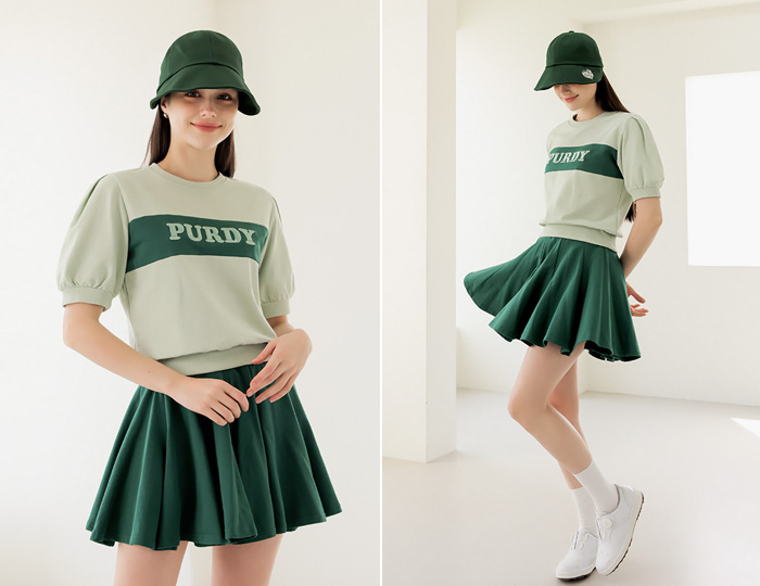 <b>[Purdy GOLF/SET] Pick Me Short-sleeve Skirt Set [Mint+Green]</b>