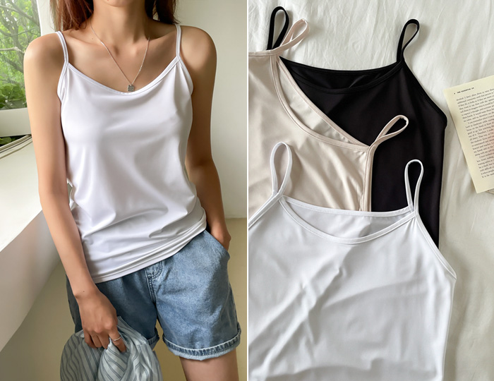 <b>theSiwon_Cool Span Basic string tank top</b>