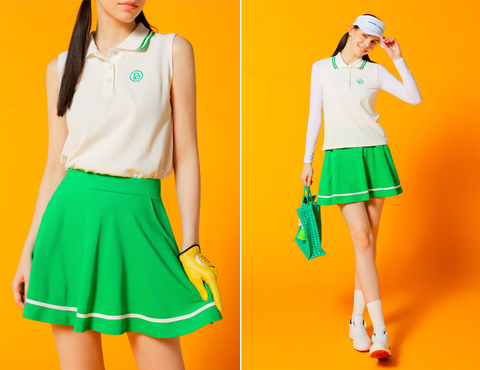 <b>[Purdy GOLF/SET] Marine PK Skirt Set [White+Green]</b>