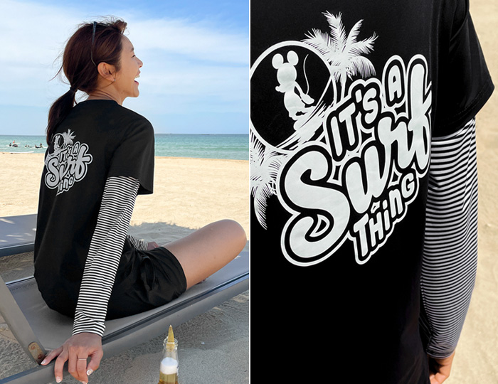<b>Mickey surf layered rash guard</b><br><br> <font color=red>[Pre-order] 5/10 sequential delivery</font></br>