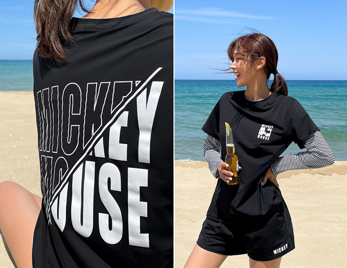 <b>Mickey letter layered rash guard</b><br><br> <font color=red>[Pre-order] 5/10 sequential delivery</font></br>