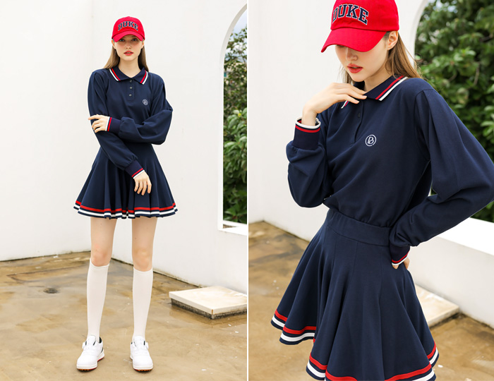<b>[Purdy GOLF/SET] line color combination PK skirt set [Navy+Navy]</b>