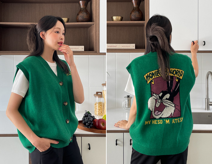 <b>Rabbit King Button Box Knit Vest</b>