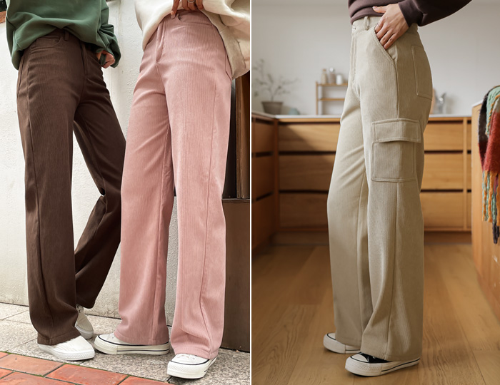 <b>2 types of Mink Corduroy Wide Pants for each height</b>