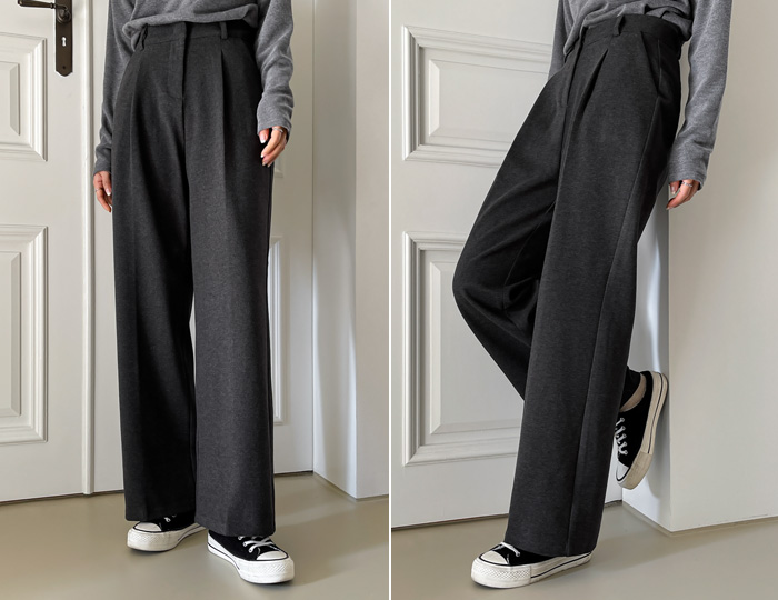 <b>Pin tuck napping span wide banding pants for each height</b>