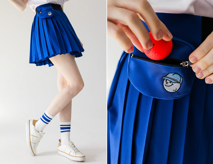 <b>[Purdy GOLF] Ball Pocket Uncut Pleats Skirt [Blue]</b>