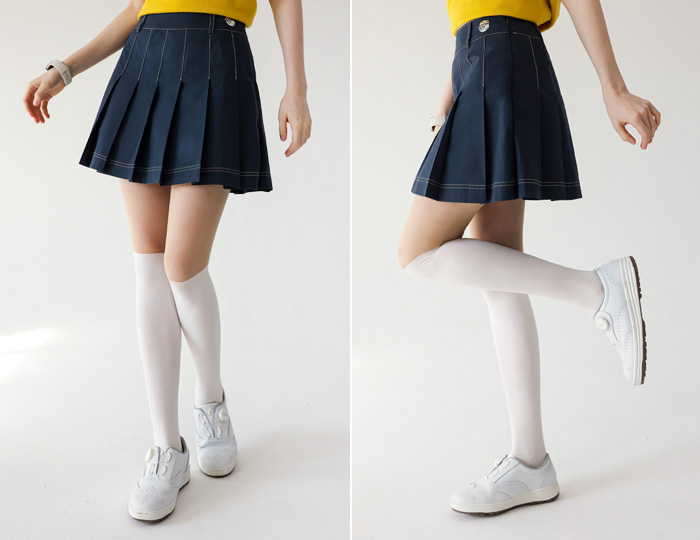 <b>[Purdy GOLF] Field stitch Pleats Skirt [Navy]</b>