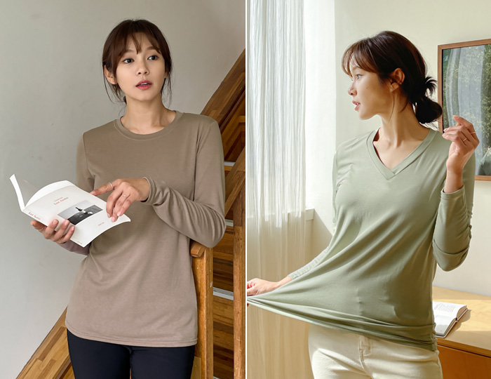 <b>2 types of Span Round & V-neck long sleeve t-shirts 365 days a year</b>