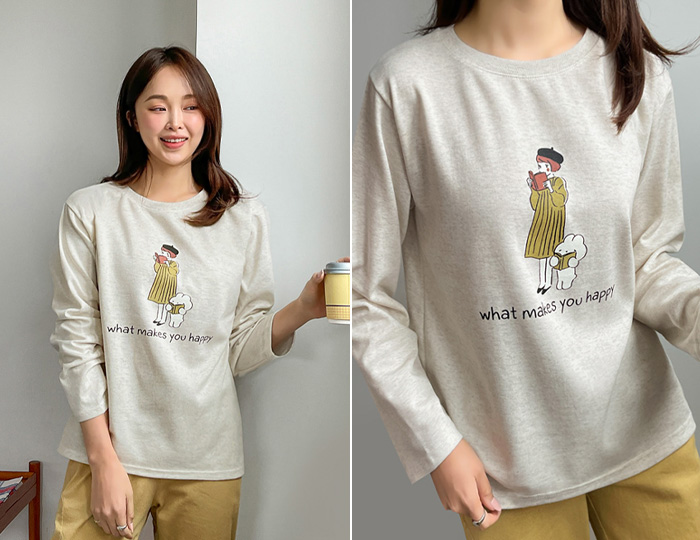 <b>Happy girl printing long sleeve t-shirt</b>