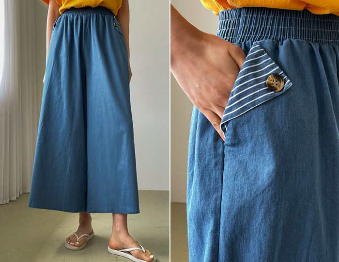 <b>Dangara pocket 9-quarter skirt pants</b>