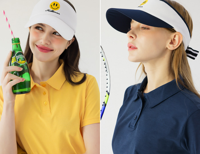 <b>[Golf]Heave smile embroidery sun-cap</b>