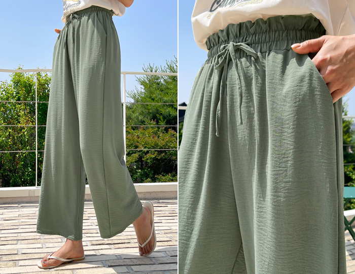 <b>Wells Linen Ice Wide Banding Pants</b>