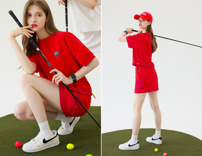 <b>[Purdy GOLF/SET] Raglan Volume Pocket Skirt Set [Red+Red]</b>