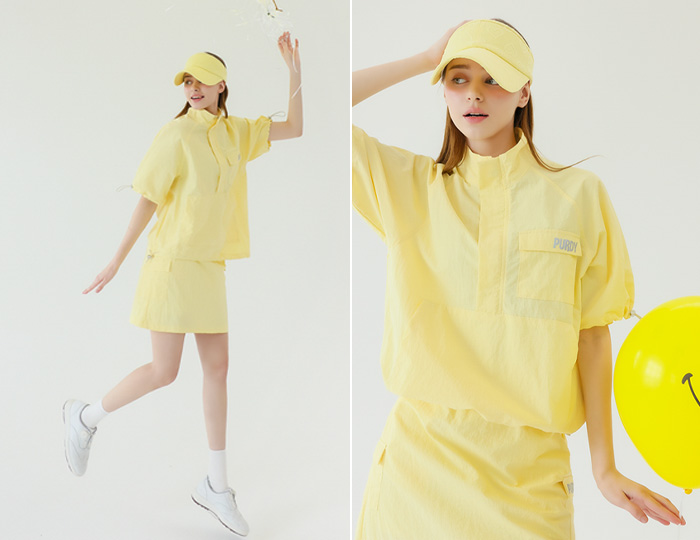 <b>[Purdy GOLF/SET] Scotch Anorak Short-sleeve Skirt Set [Yellow+Yellow]</b>