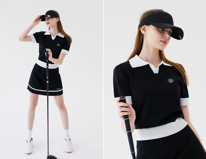 <b>[Purdy GOLF/SET] Cool Summer Knit+Skirt Set [Black+Black]</b>