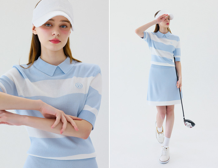 <b>[Purdy GOLF/SET] Ice Summer Knit Skirt Set [Sky Blue+Sky Blue]</b>