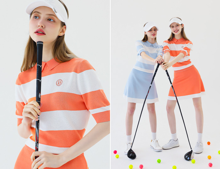 <b>[Purdy GOLF/SET] Ice Summer Knit Skirt Set [Orange+Orange]</b>