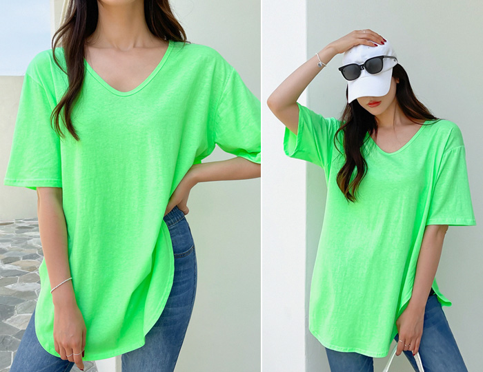 <b>7days Neon Pigment Box Long Short T shirts</b>