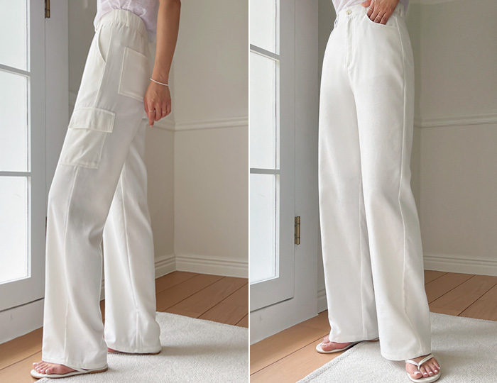 <b>2 types of light linen Basic&Cargo wide pants for each height</b>