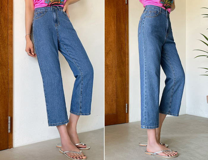 <b>Cool Summer Light Semi Wide 9 Part Denim</b>