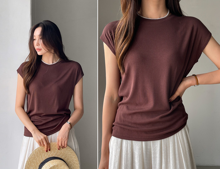 <b>Dane Chewy Corrugated Cap Sleeve Tee</b>