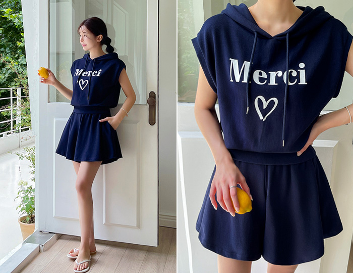 <b>[SET] Mercy Cap Sleeve 4-quarter Skirt Pants Set</b>